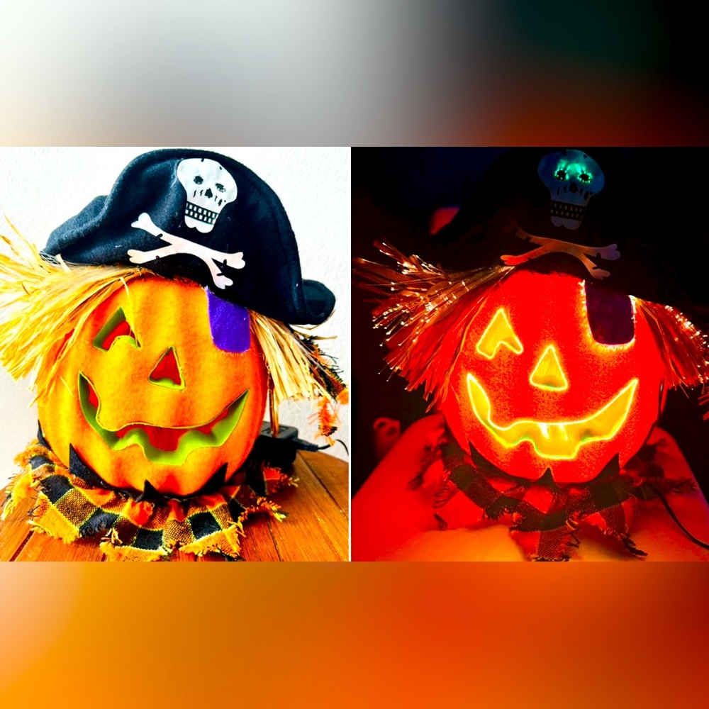 VINTAGE FIBER OPTIC PIRATE JACK-O-LANTERN ALL HALLOWS EVE~RARE!